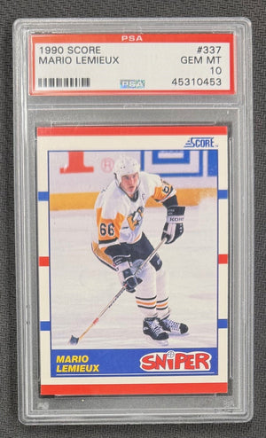 Mario Lemieux 1990 Score Hockey Card #337 Graded PSA 10 Cert #45310453-Powers Sports Memorabilia