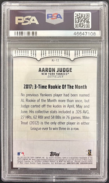 Aaron Judge 2018 Topps Highlights Blue Card #AJ-12 PSA 10-Powers Sports Memorabilia