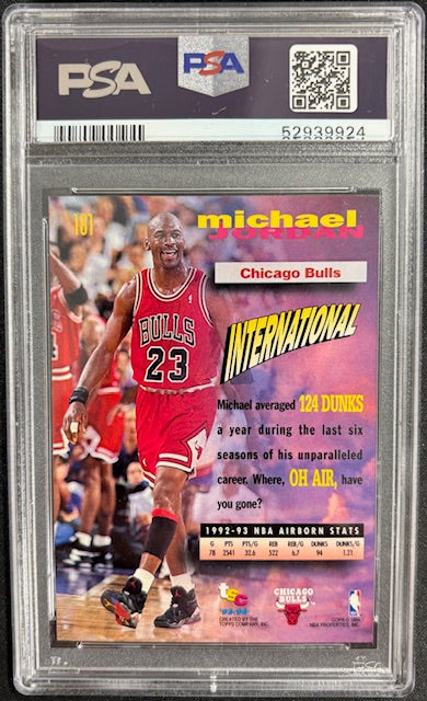 Michael Jordan 1993 Topps Stadium Club Frequent Flyers Card #181 PSA 8-Powers Sports Memorabilia