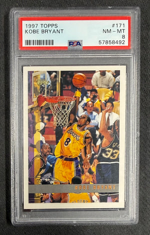 Kobe Bryant 1997 Topps Los Angeles Lakers Basketball Card #171 Graded PSA 8 Cert #57858492-Powers Sports Memorabilia