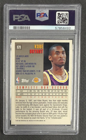Kobe Bryant 1997 Topps Los Angeles Lakers Basketball Card #171 Graded PSA 8 Cert #57858492-Powers Sports Memorabilia
