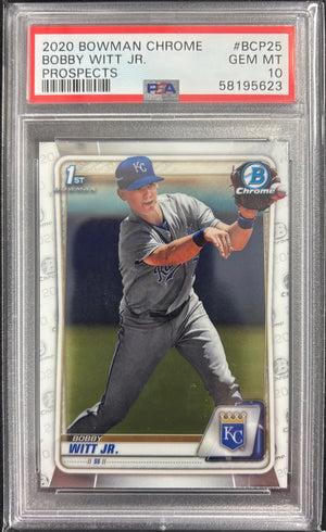 Bobby Witt Jr. 2020 Bowman Chrome Prospects Kansas City Royals Baseball 1st Bowman RC Rookie Card #BCP25 Graded PSA 10 Cert #58195623-Powers Sports Memorabilia