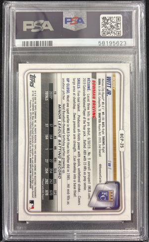 Bobby Witt Jr. 2020 Bowman Chrome Prospects Kansas City Royals Baseball 1st Bowman RC Rookie Card #BCP25 Graded PSA 10 Cert #58195623-Powers Sports Memorabilia