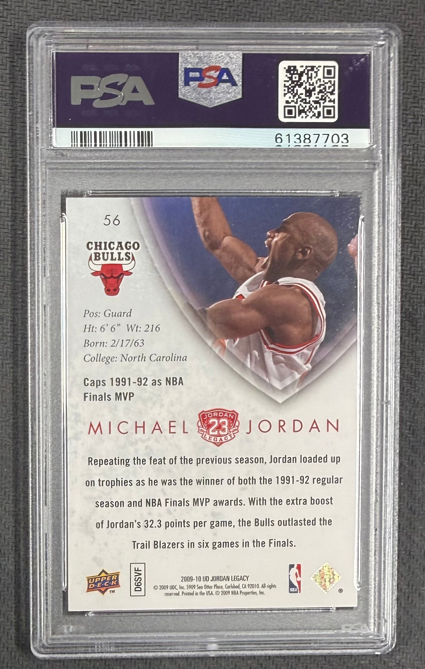 Michael Jordan 2009 Upper Deck Legacy Gold Card #56 PSA 9-Powers Sports Memorabilia