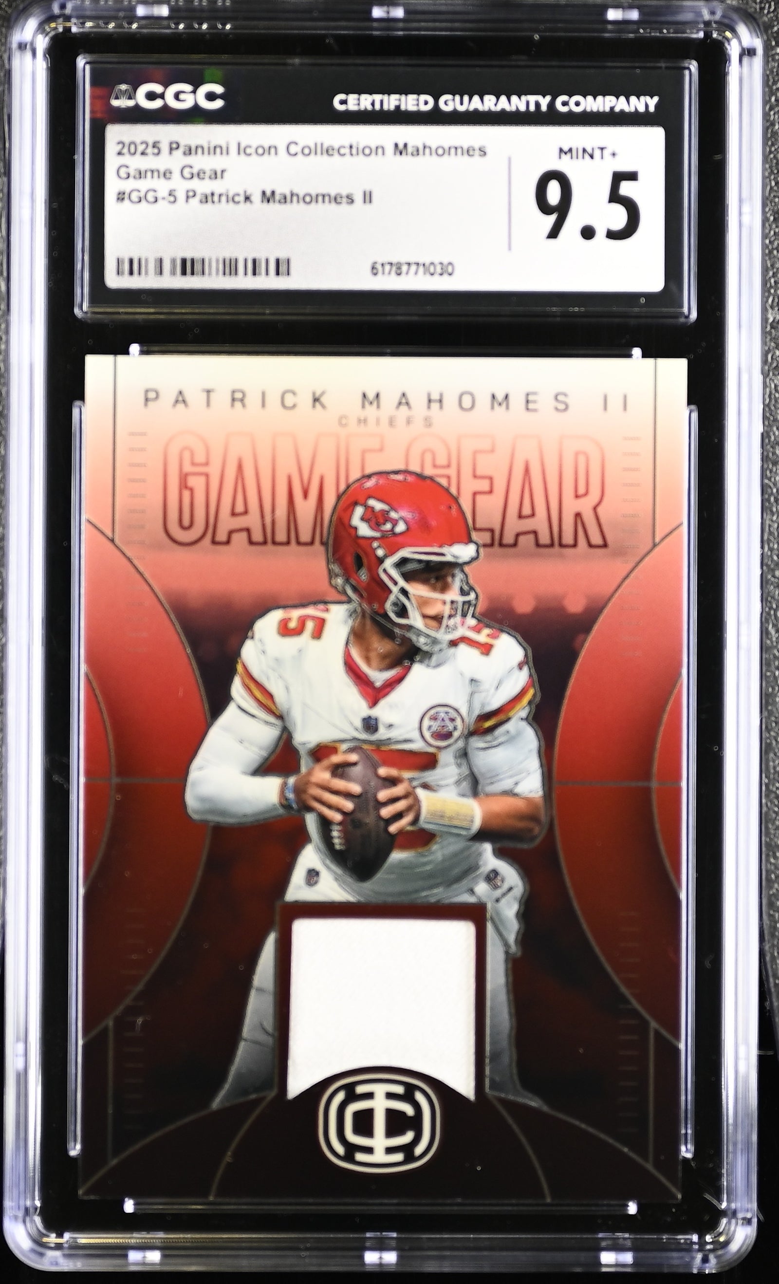 Patrick Mahomes II 2025 Panini Icon Patch Card #GG-5 CGC 9.5-Powers Sports Memorabilia