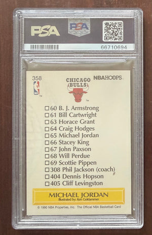 Michael Jordan 1990 Hoops Chicago Bulls Basketball Team Checklist Card #358 Graded PSA 9 Cert #66710694-Powers Sports Memorabilia