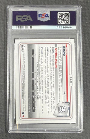 Jordan Walker 2020 Bowman Draft 1st Bowman St. Louis Cardinals Baseball Prospect RC Rookie Card #BD57 Graded PSA 10 Cert #68526546-Powers Sports Memorabilia
