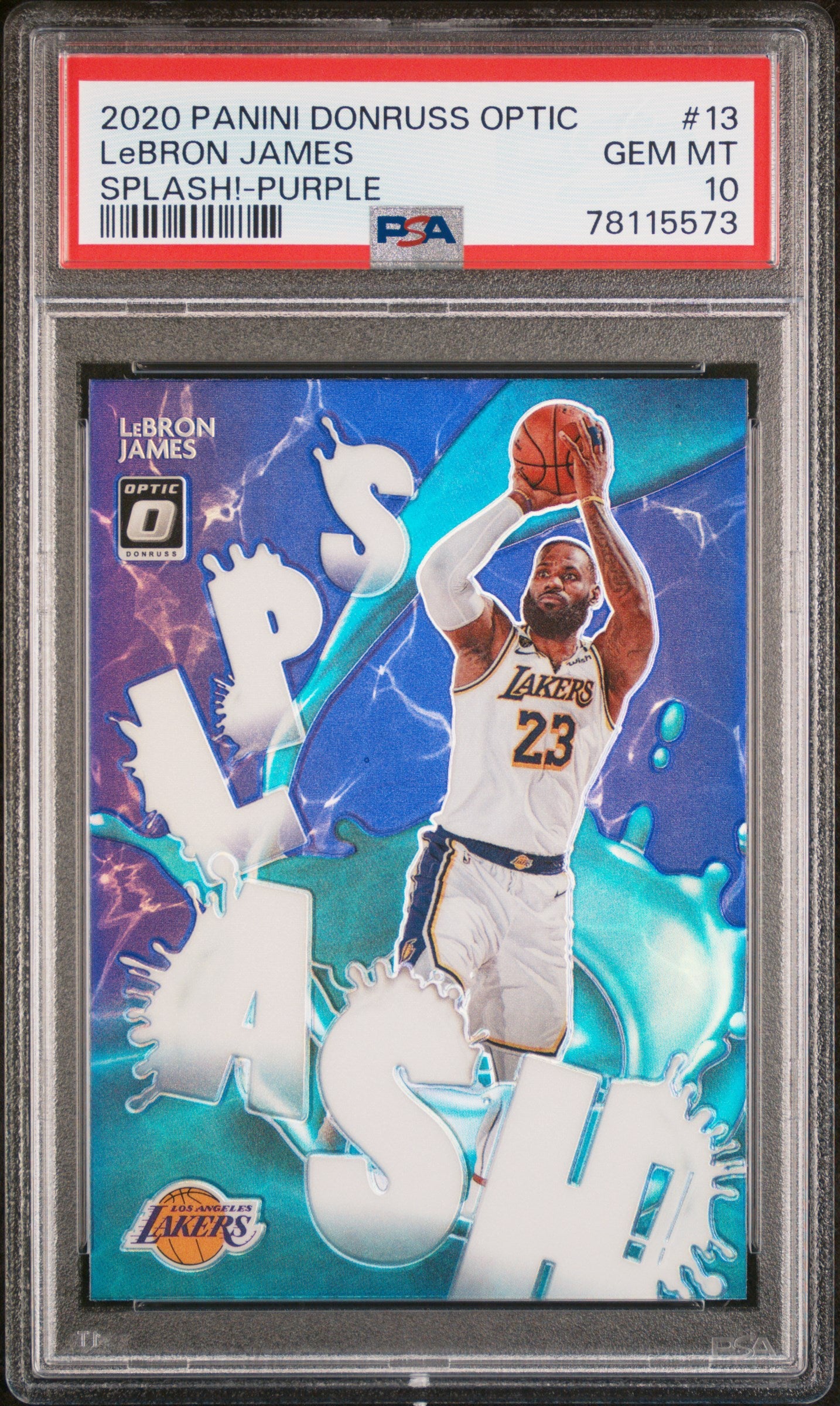 LeBron James 2020 Panini Donruss Optic Splash Purple Card #13 Graded PSA 10-Powers Sports Memorabilia