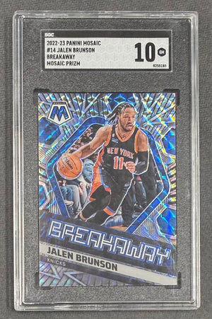 Jalen Brunson 2022-23 Panini Mosaic Breakaway Prizm New York Knicks Basketball Card #14 Graded SGC 10 Cert #8255185
