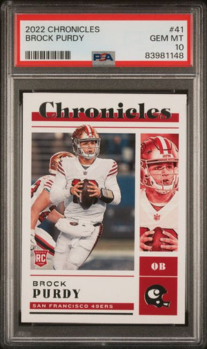 Brock Purdy 2022 Panini Chronicles Football Rookie Card #41 Graded PSA 10 Cert #86082287-Powers Sports Memorabilia