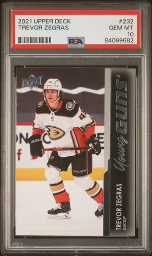 Trevor Zegras 2021 Upper Deck Anaheim Ducks Hockey Rookie Card RC #232 Graded PSA 10 Cert #84099682-Powers Sports Memorabilia