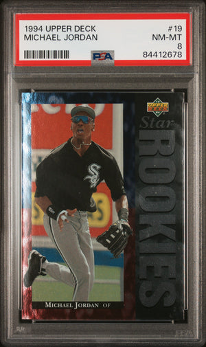 Michael Jordan 1994 Upper Deck Chicago White Sox Baseball Star Card #19 Graded PSA 8 Cert #84412678-Powers Sports Memorabilia