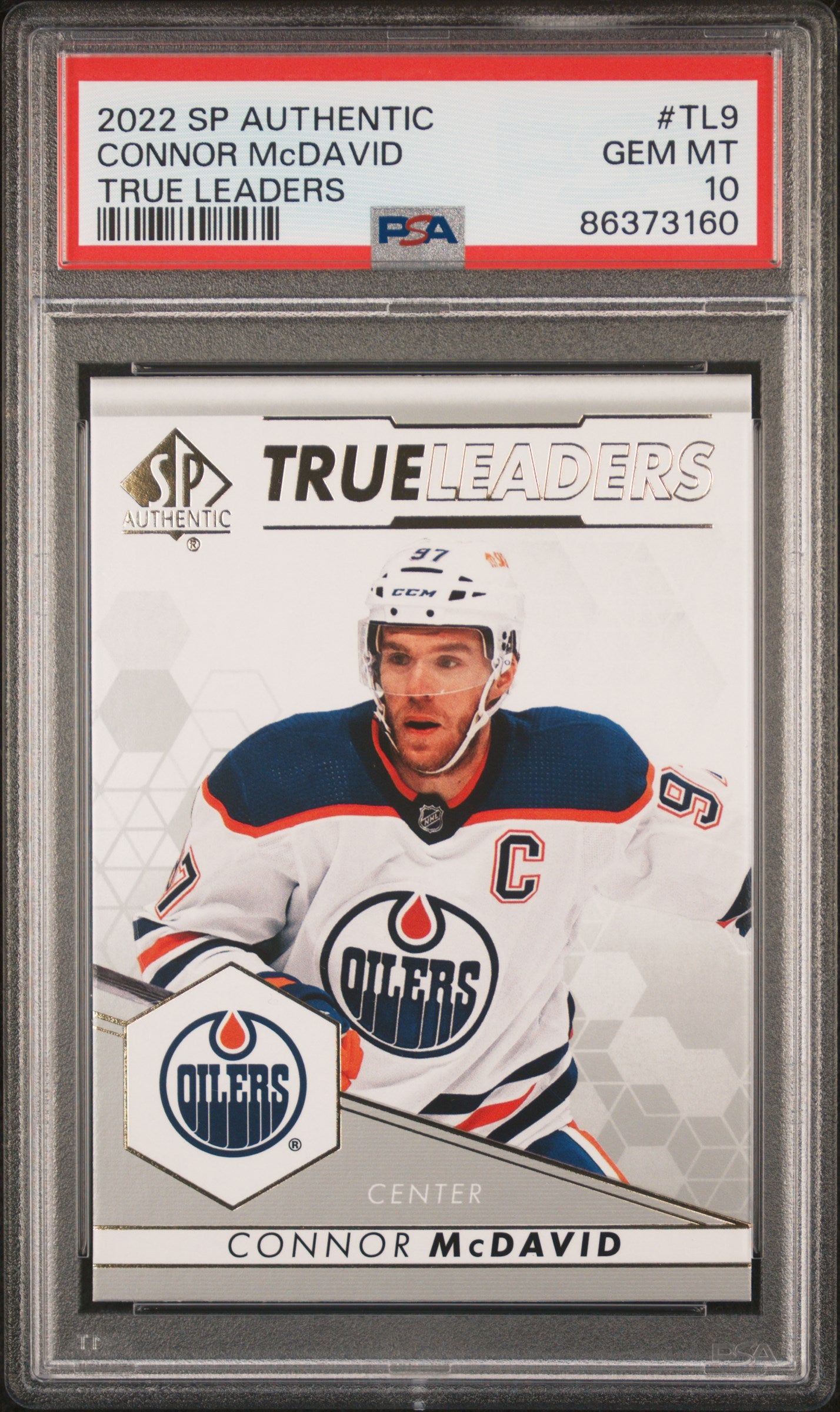 Connor McDavid 2022 SP Authentic True Leaders Hockey Card #TL9 Graded PSA 10 Cert #86373160-Powers Sports Memorabilia