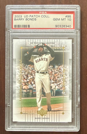 Barry Bonds 2003 Upper Deck Patch Collection San Francisco Giants Baseball Card #95 Graded PSA 10 Cert #90326340-Powers Sports Memorabilia