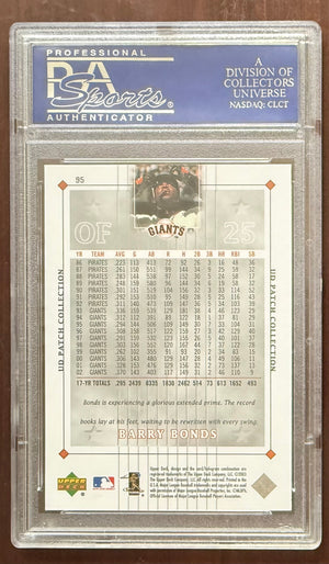 Barry Bonds 2003 Upper Deck Patch Collection San Francisco Giants Baseball Card #95 Graded PSA 10 Cert #90326340-Powers Sports Memorabilia