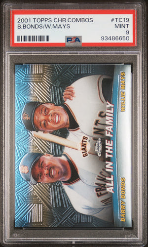 Barry Bonds Willie Mays 2001 Topps Chrome Combos All In The Family Card #TC19 Graded PSA 9 Cert #93486650-Powers Sports Memorabilia