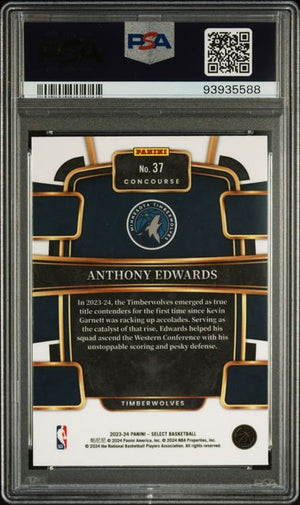 Anthony Edwards 2023 Panini Select Blue Basketball Card #37 Graded PSA 10-Powers Sports Memorabilia