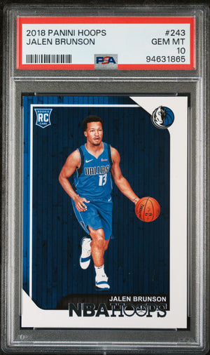 Jalen Brunson 2018 Panini Hoops Dallas Mavericks Basketball RC Rookie Card #243 Graded PSA 10 Cert #94631865-Powers Sports Memorabilia