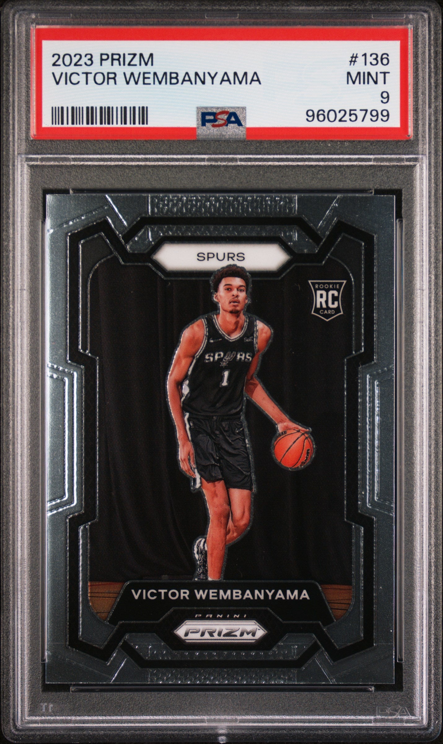 Victor Wembanyama 2023 Panini Prizm San Antonio Spurs Basketball Rookie Card #136 Graded PSA 9 Cert #96025799-Powers Sports Memorabilia