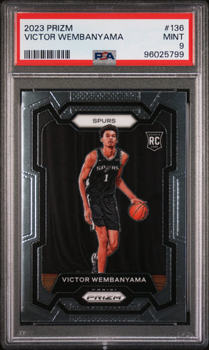 Victor Wembanyama 2023 Panini Prizm San Antonio Spurs Basketball Rookie Card #136 Graded PSA 9 Cert #96025799-Powers Sports Memorabilia