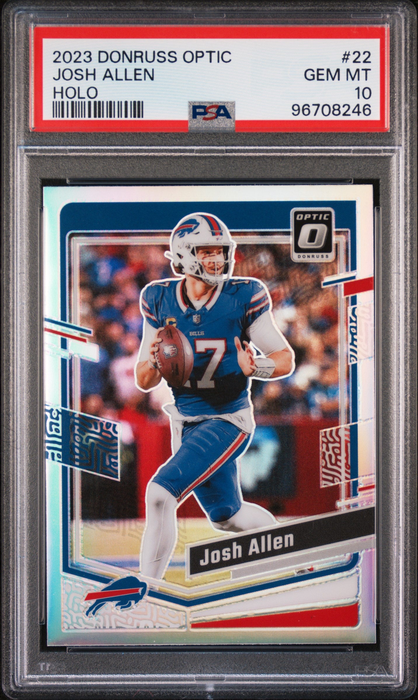 Josh Allen 2023 Donruss Optic Holo Bills Card #22 PSA 10-Powers Sports Memorabilia