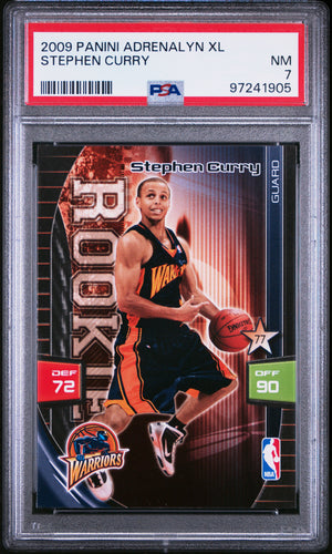 Stephen Curry 2009 Panini Adrenalyn XL Golden State Warriors Basketball RC Rookie Card Graded PSA 7 Cert #97241905-Powers Sports Memorabilia