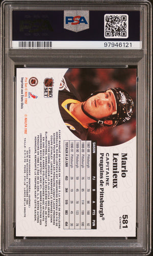 Mario Lemieux 1991 Pro Set French Hockey Card #581 Graded PSA 10 Cert #97946121-Powers Sports Memorabilia