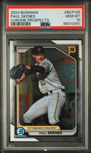 Paul Skenes 2024 Bowman Chrome Prospects Baseball Rookie Card #BCP125 Graded PSA 10-Powers Sports Memorabilia