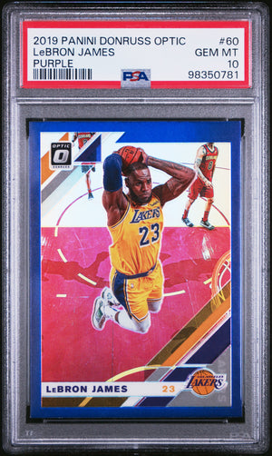 LeBron James 2019 Panini Donruss Optic Purple Card #60 Graded PSA 10-Powers Sports Memorabilia