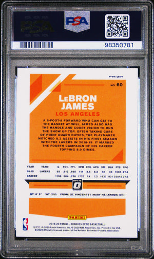 LeBron James 2019 Panini Donruss Optic Purple Card #60 Graded PSA 10-Powers Sports Memorabilia