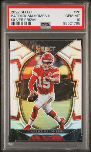 Patrick Mahomes II 2022 Panini Select Silver Prizm Kansas City Chiefs Football Card #20 Graded PSA 10 Cert #98521795-Powers Sports Memorabilia