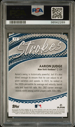 Aaron Judge 2024 Topps Chrome Strokes New York Yankees Baseball Card #S5 Graded PSA 10 Cert #98562289-Powers Sports Memorabilia