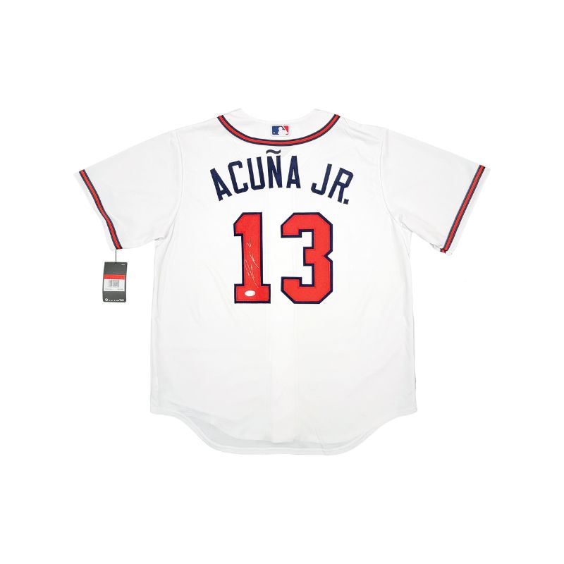 Ronald Acuna Jr Atlanta Braves Signed White Nike Jersey (BAS)-Powers Sports Memorabilia