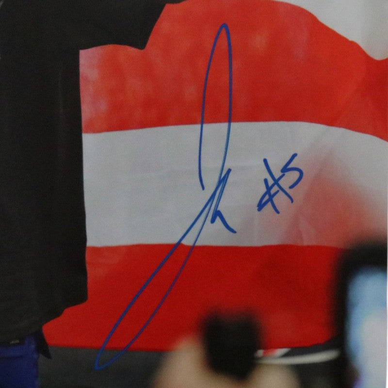 José Alvarado New York Knicks Signed 11x14 Photo with Flag-Powers Sports Memorabilia