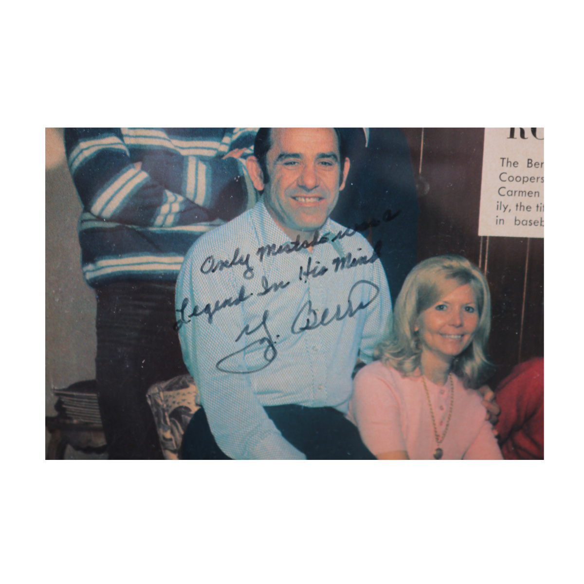 Yogi Berra New York Yankees Signed Inscribed Framed 8x11 Photo (Brandon Steiner LOA)