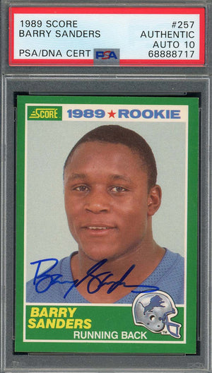 Barry Sanders 1989 Score Signed Rookie Card #257 Auto Graded PSA 10 68888717-Powers Sports Memorabilia