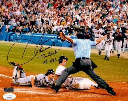 Autographed Sid Bream Atlanta Braves (NLCS Slide) 8x10 Photo w/ "The Slide" - JSA-Powers Sports Memorabilia