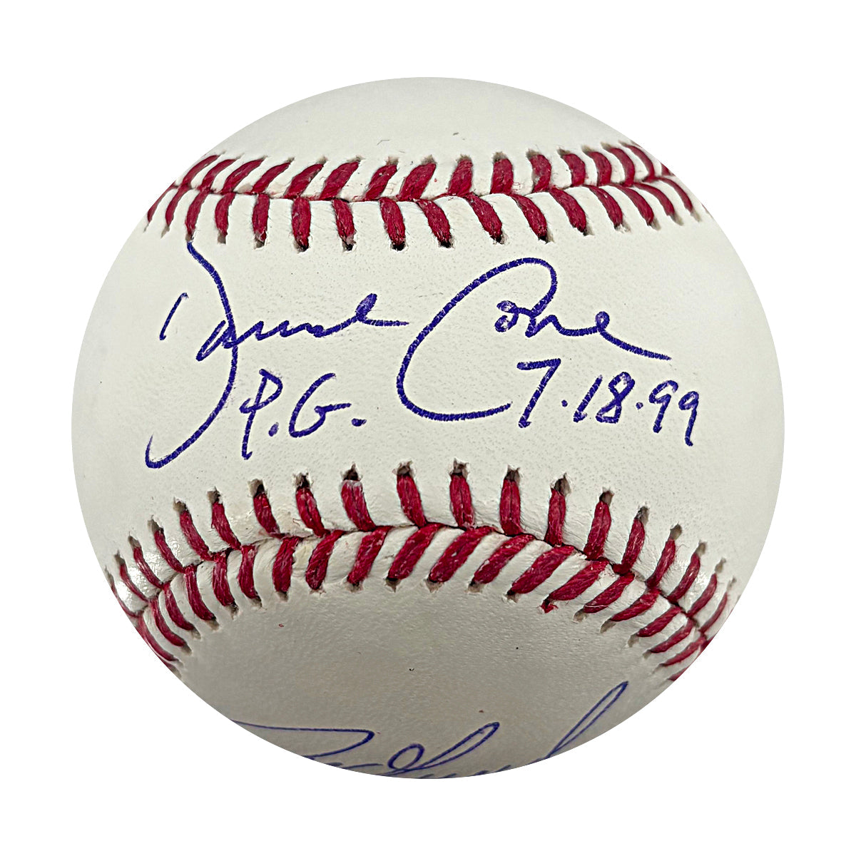 David Cone Joe Girardi Yankees Signed Inscribed OMLB Baseball WYWH Holo-Powers Sports Memorabilia