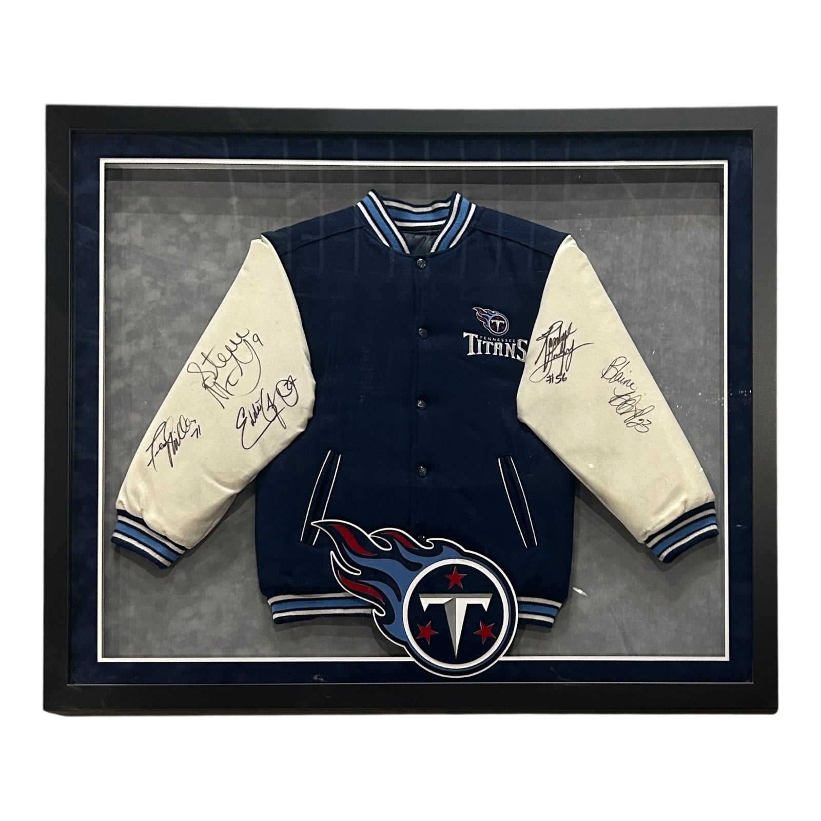 Autographed Tennessee Titans Legends Deluxe Framed Titans Jacket - JSA-Powers Sports Memorabilia
