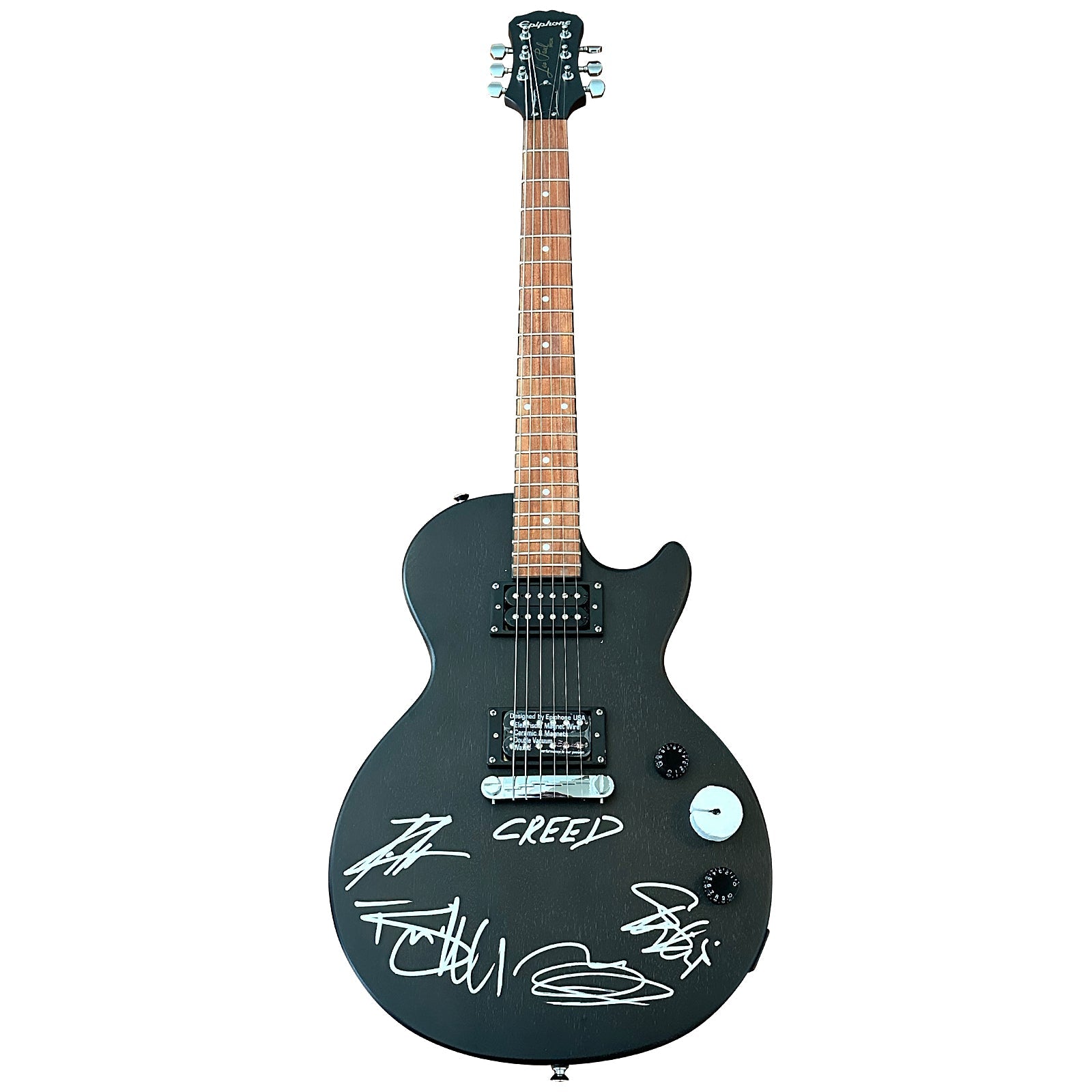 Autographed Creed Band Black Epiphone Electric Guitar - JSA-Powers Sports Memorabilia