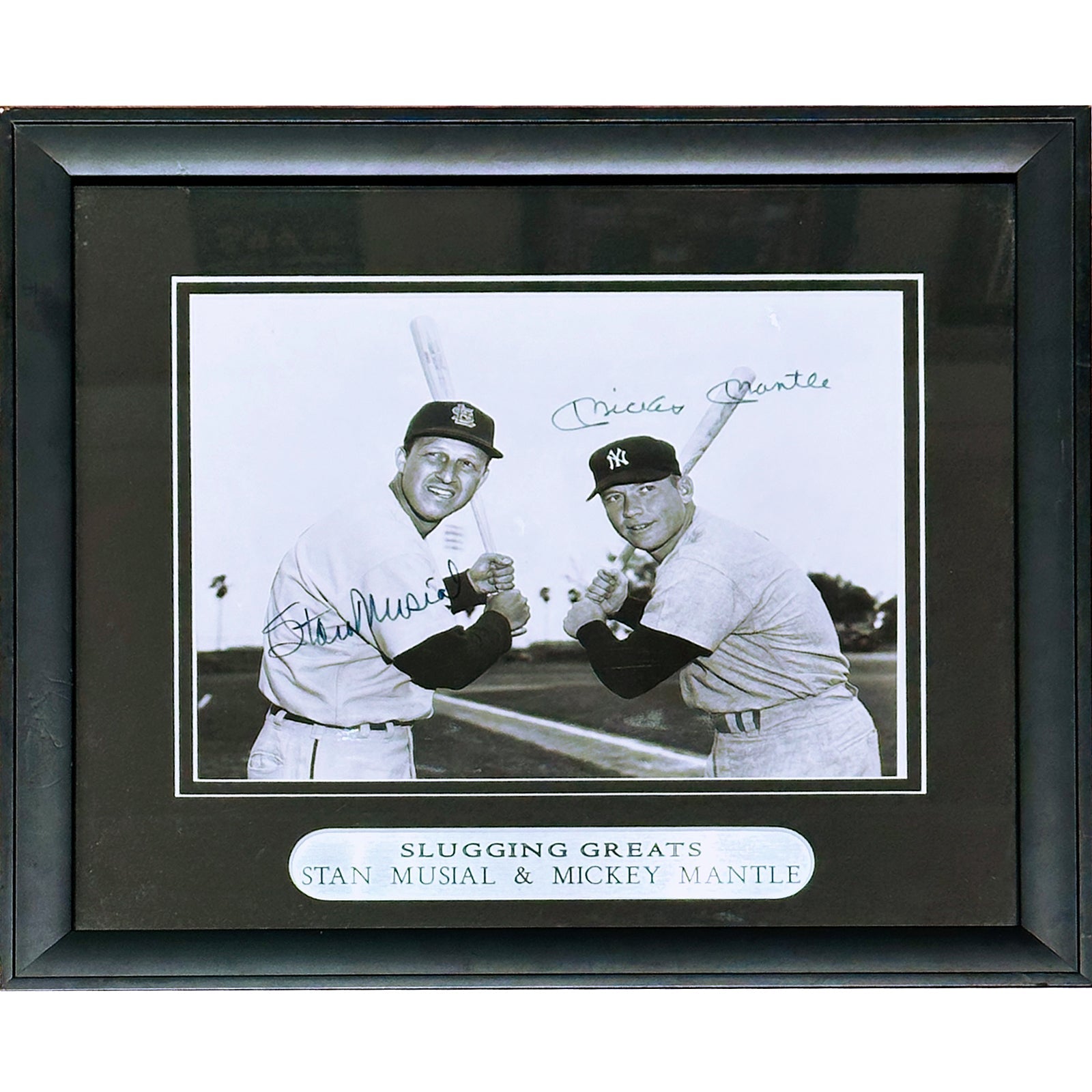 Autographed Mickey Mantle And Stan Musial Deluxe Framed 8x10 Photo - JSA-Powers Sports Memorabilia