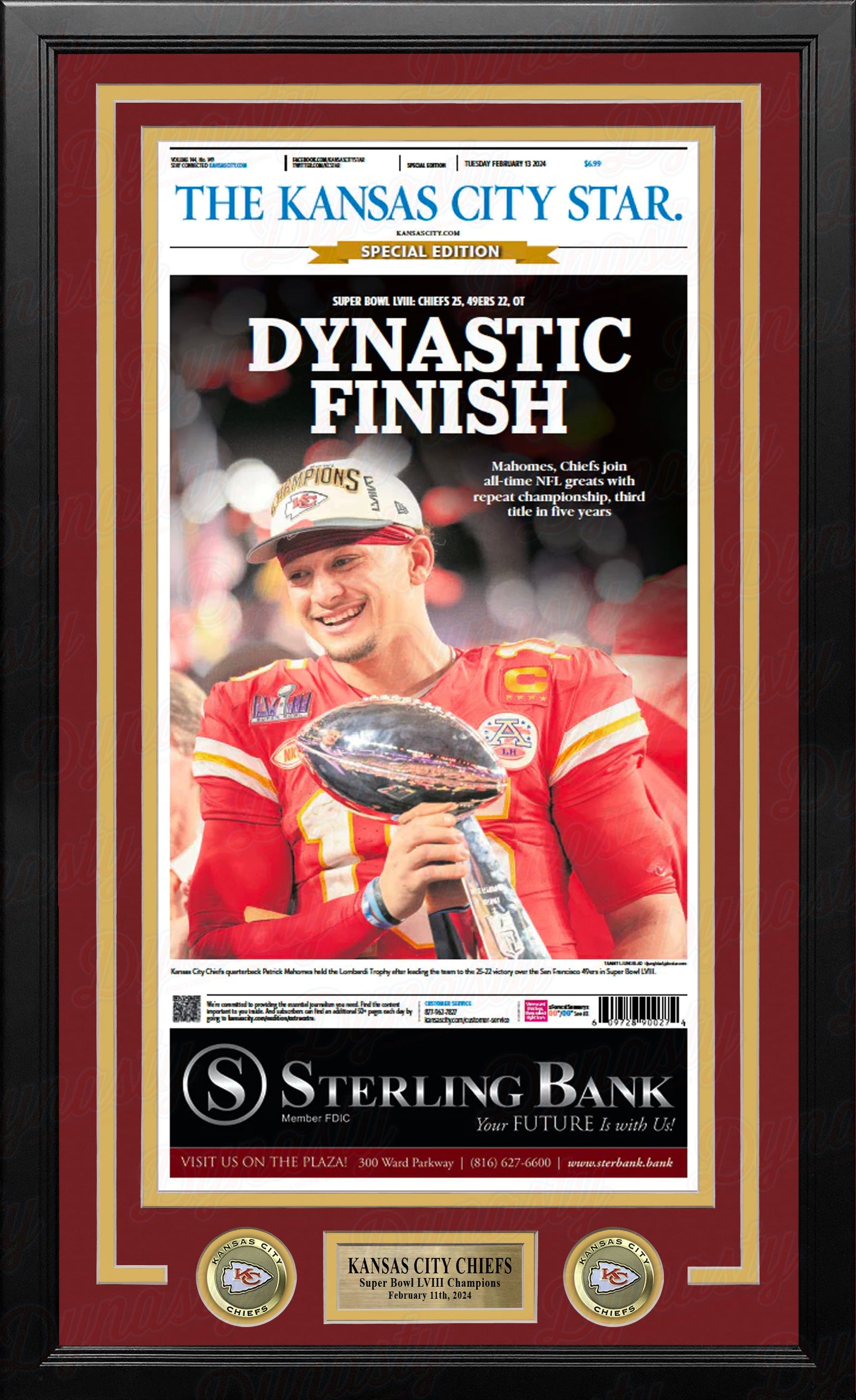 Patrick Mahomes Kansas City Chiefs Super Bowl Champions Framed Newspapers (3 Super Bowls)-Powers Sports Memorabilia