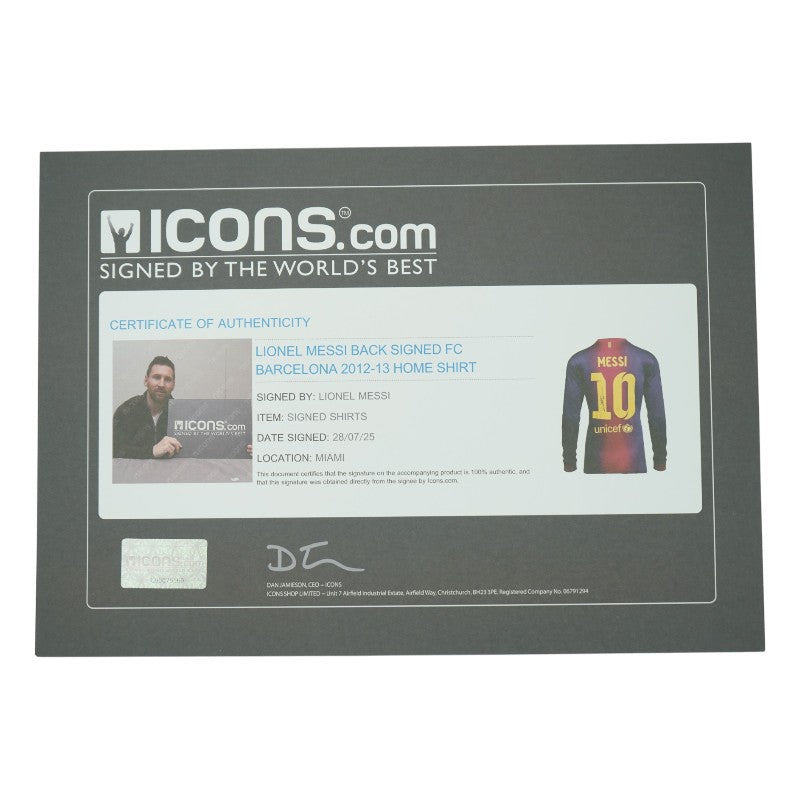 Lionel Messi FC Barcelona Signed Authentic Jersey Icons LOA-Powers Sports Memorabilia