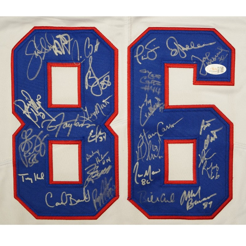New York Giants 1986 Team Signed Pro Style Super Bowl XXI White Jersey JSA Holo Only-Powers Sports Memorabilia