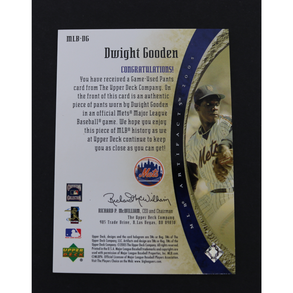 Dwight Doc Gooden New York Mets Signed Inscribed 2005 Upper Deck Artifacts Relics /325 #MLBDG-Powers Sports Memorabilia