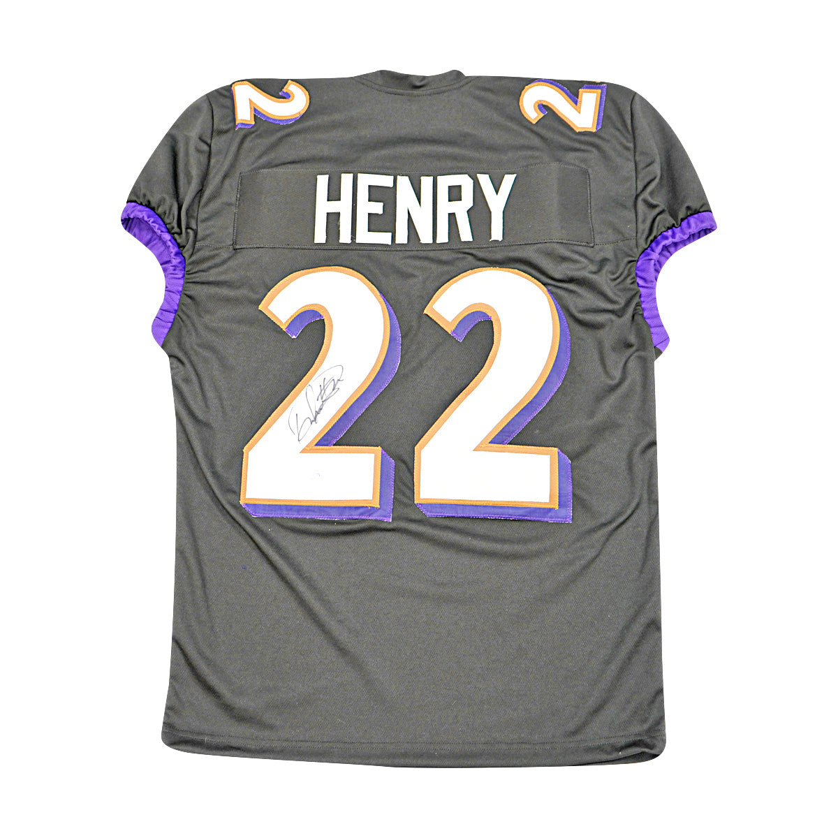 Derrick Henry Baltimore Ravens Signed Black Custom Jersey PSA Holo Only-Powers Sports Memorabilia