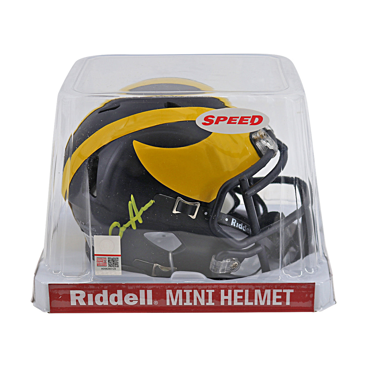 Aidan Hutchinson Michigan Signed Riddell Replica Speed Mini Helmet (Beckett Auth)-Powers Sports Memorabilia