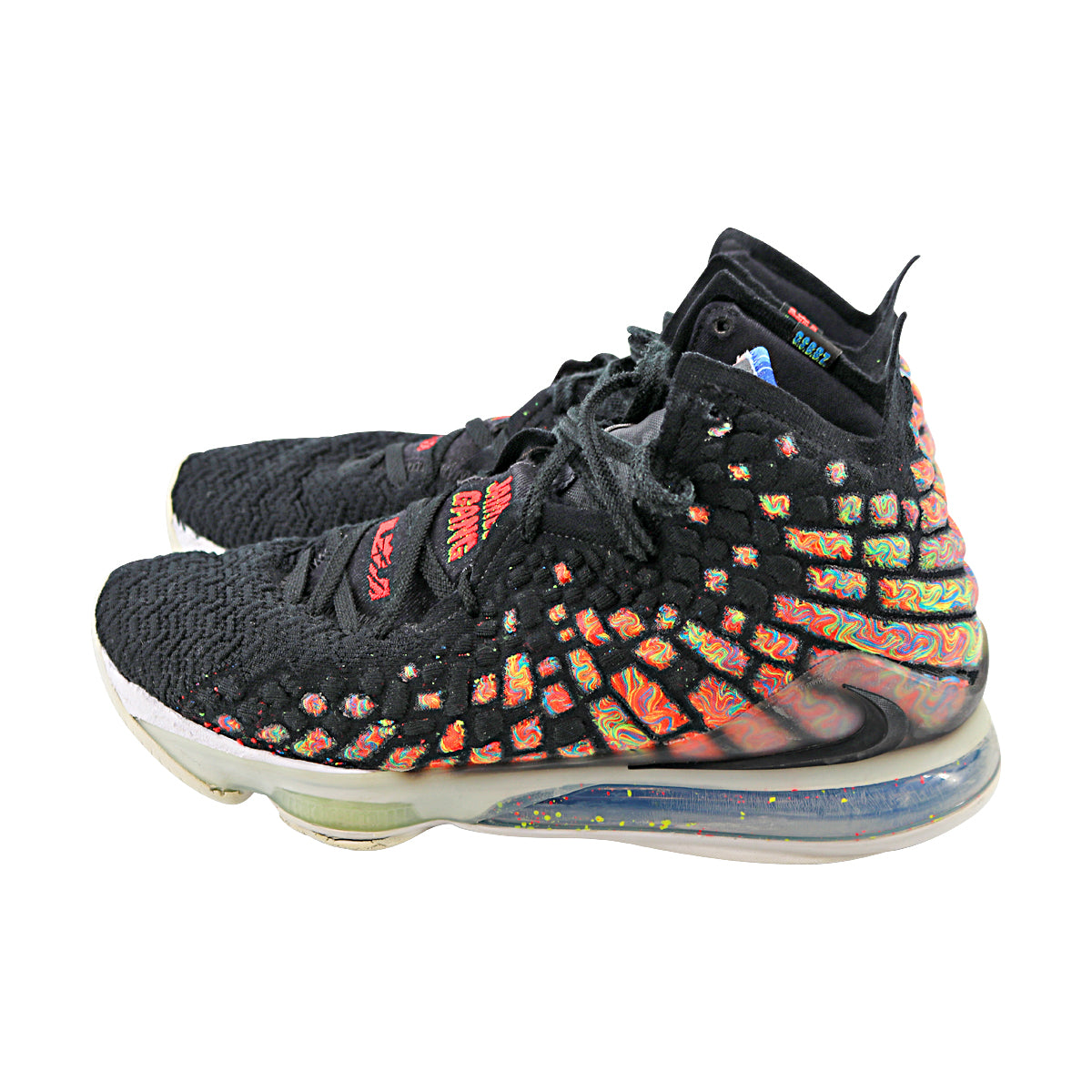 WNBA Black/Multi-Color Nike LeBron 17 James Gang Pair of Sneakers - Size 12 (Player and Signature Unknown)-Powers Sports Memorabilia