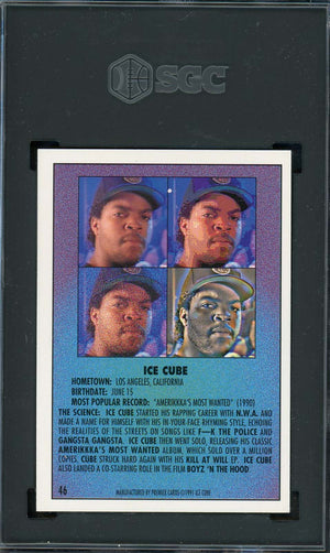 ICE CUBE 1991 Premier Rap Pack Card #46 Graded SGC 9-Powers Sports Memorabilia