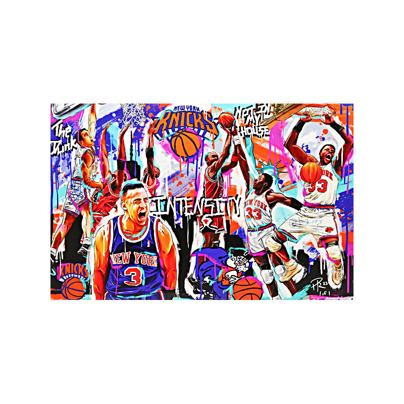 Patrick Ewing & John Starks New York Knicks Dual Signed Signed Howard The Artist 1/1 Printed Canvas-Powers Sports Memorabilia